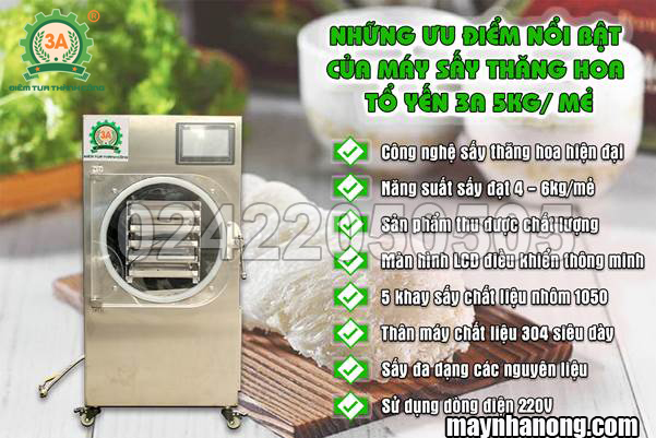 Máy sấy thăng hoa tổ yến 3A5Kg/mẻ