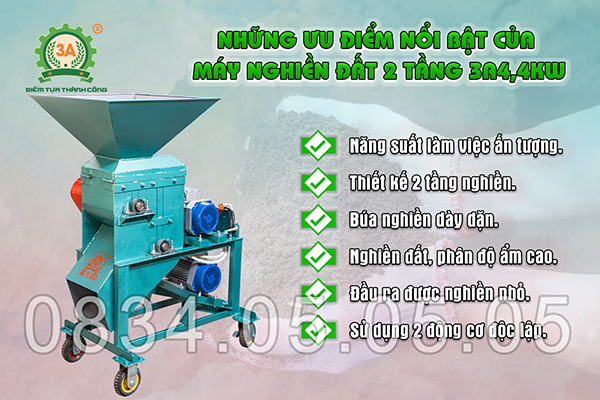 Máy nghiền đất 2 tầng