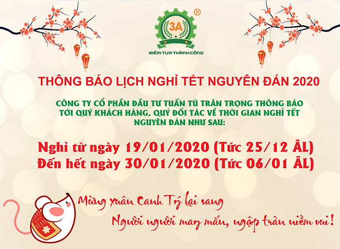 Thông báo lịch nghỉ Tết Nguyên Đán 2020
