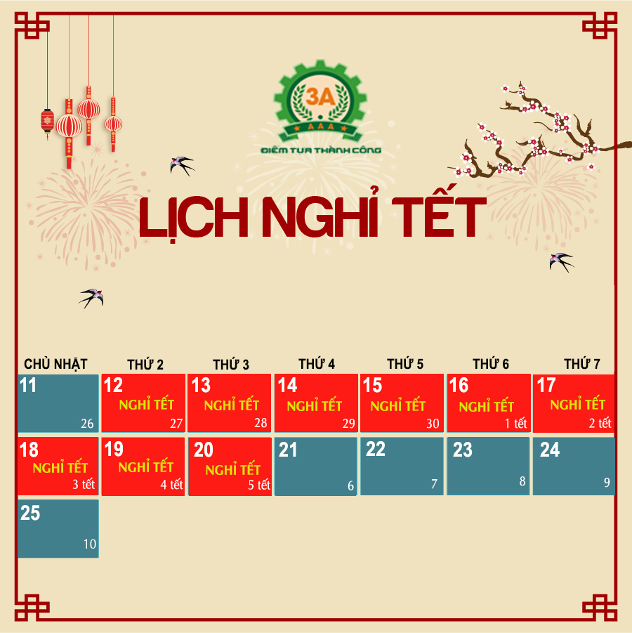 Thông báo nghỉ tết nguyên đán Mậu Tuất