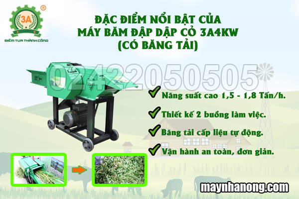 Máy băm dập cỏ cho bò 3A4Kw