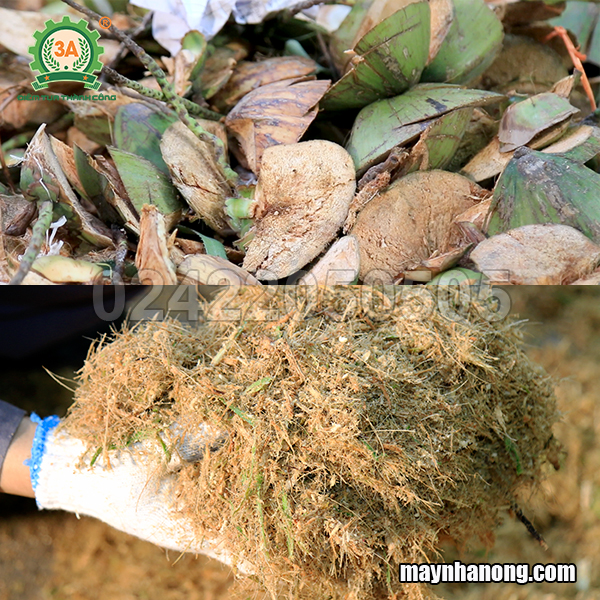 Sản phẩm xơ dừa băm bằng máy băm dăm gỗ, xơ dừa 3A15Kw