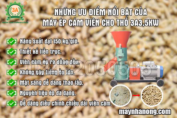 Máy ép cám viên cho thỏ 3A3,5Kw