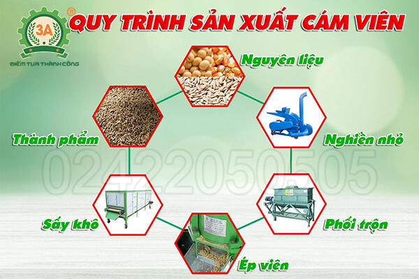 quy trình sản xuất cám viên