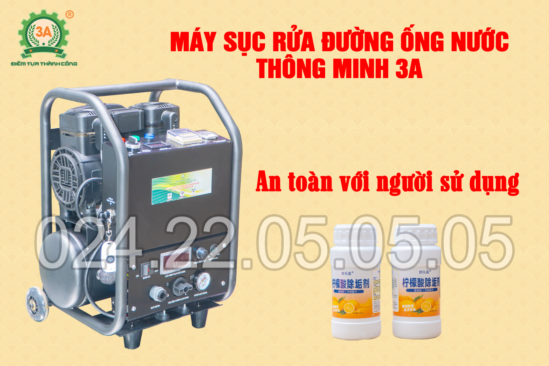 Máy sục rửa đường ống nước 3A – Ứng dụng công nghệ Ozone & sục áp suất cao